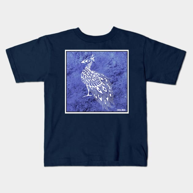 deep blue peacock ecopop Kids T-Shirt by jorge_lebeau